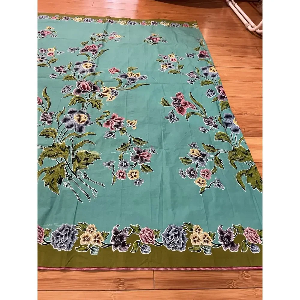 Floral Textiles Tablecloth Runner Cover Retro Motif Batik Art 46 x 37”